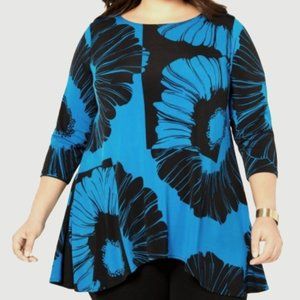 Alfani Plus Size 3/4 sleeve Tunic Bold Black/Blue